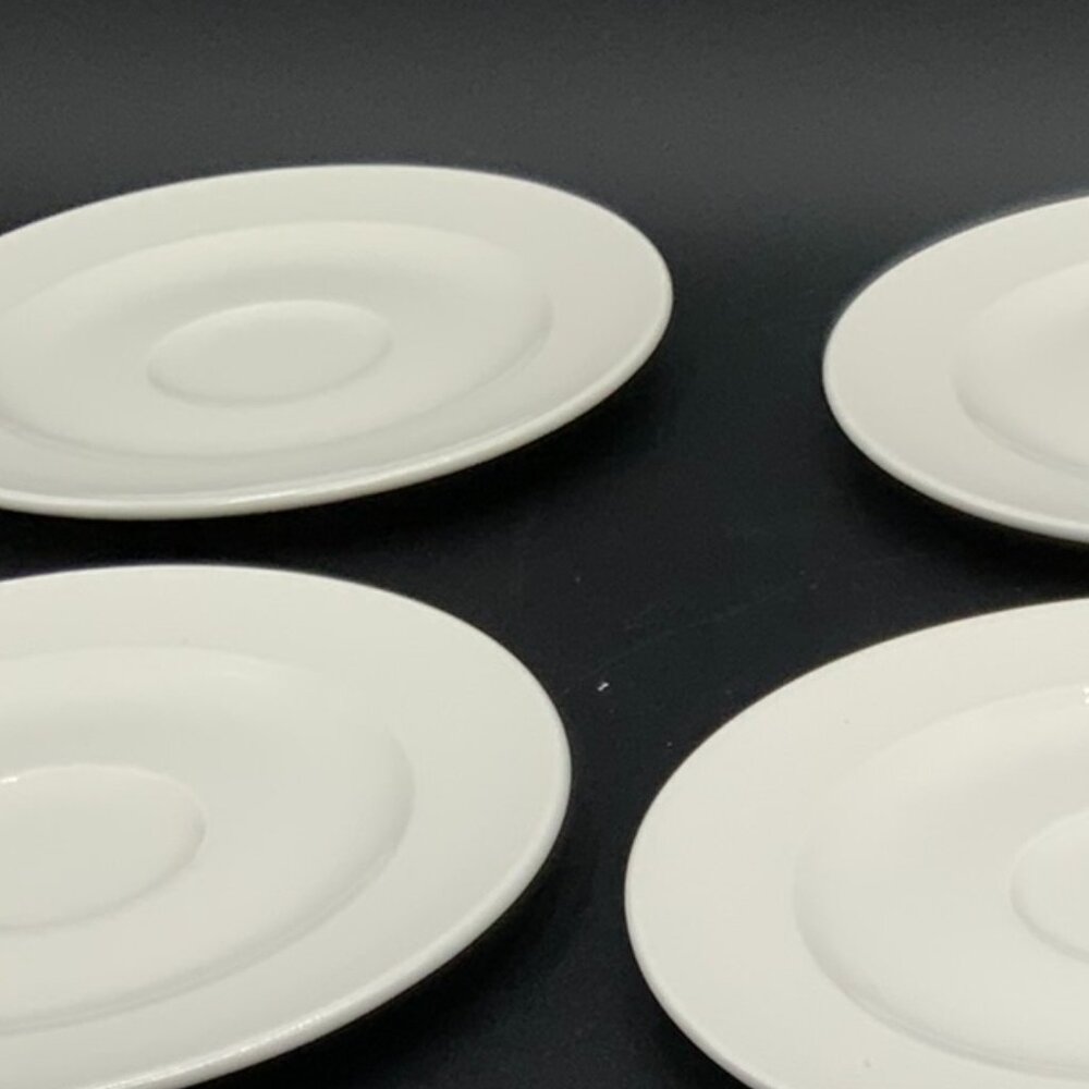 Set of 6 VILLEROY and BOCH "Look" Pattern White Herringbone Luxembourg Saucers